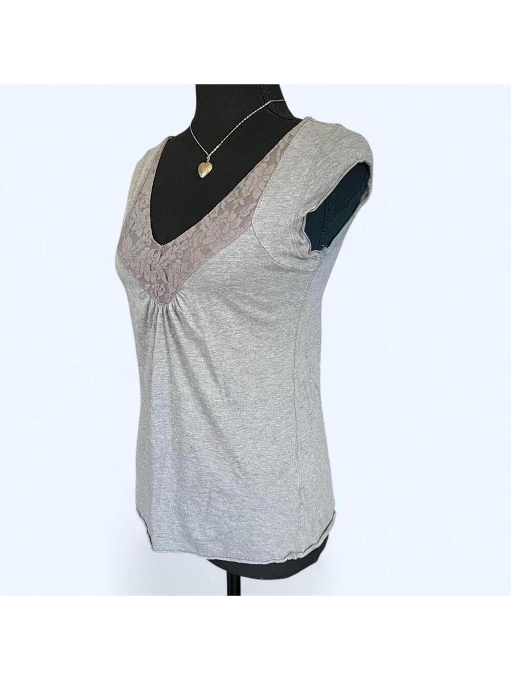 Y2K Aeropostale coquette lace trim soft girl babydoll top size medium 🩶 - Picture 5 of 6